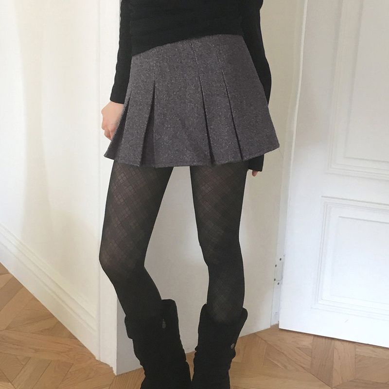 WONDER WONDER(ワンダーワンダー)の「Gove year-end look party woolen pleats mini skirt(Skirts)」