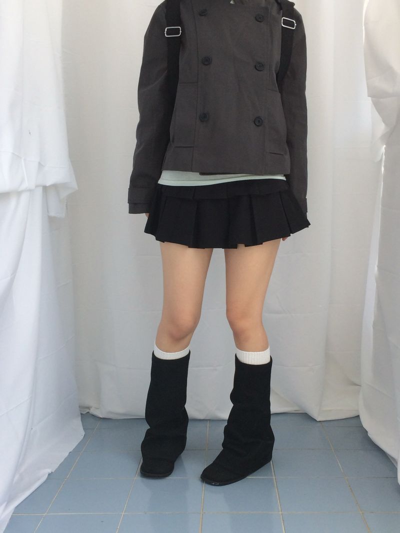 double frill pleated skirt