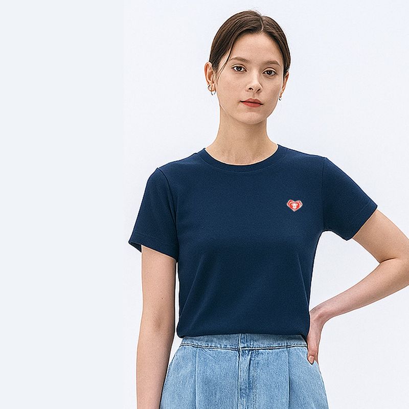 ハートバイカーパッチTシャツ ネイビー