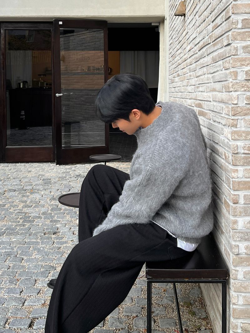 Brush wool cardigan