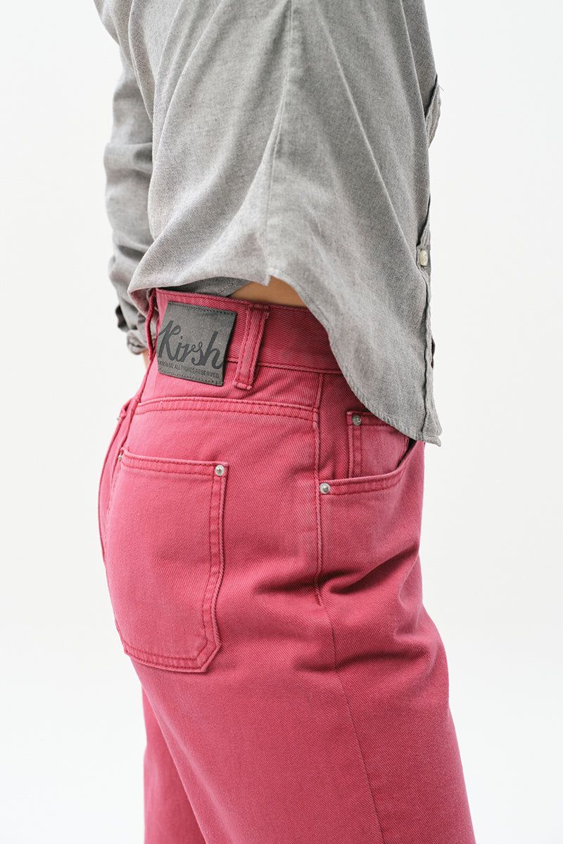 BASIC STRAIGHT COLOR COTTON PANTS [LIGHT BURGUNDY]