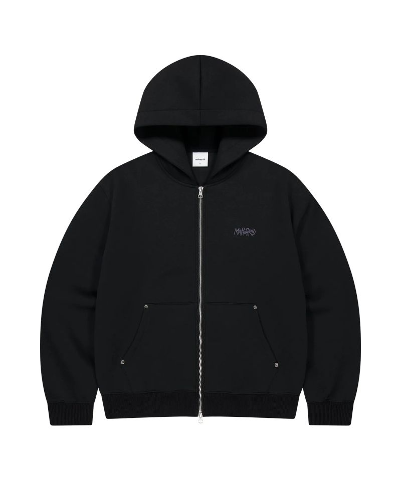 10TH SLASH NEOPRENE CROP ZIP UP HOODIE_BLACK