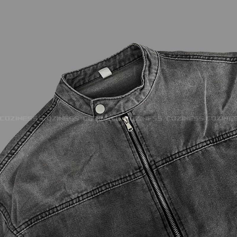 Gray Damage Black Jeans Jacket (D784205639992)