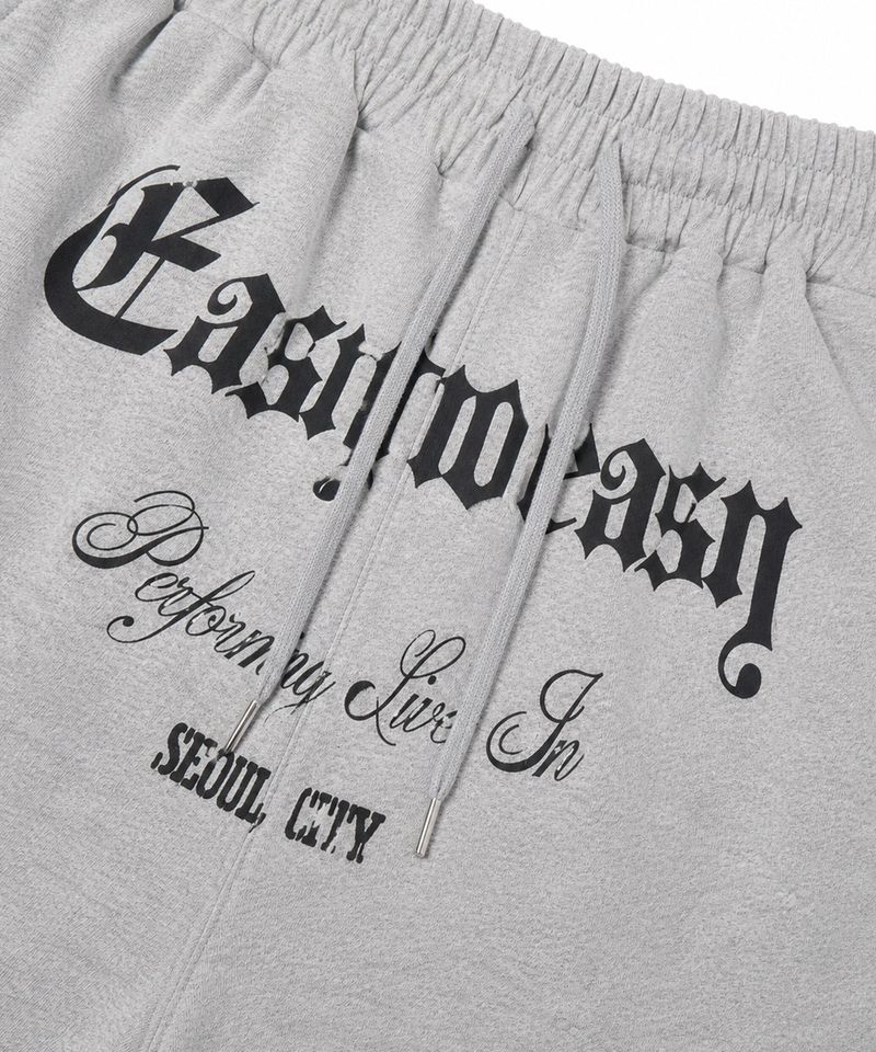 Gothic lettering Bermuda sweatpants - Gray