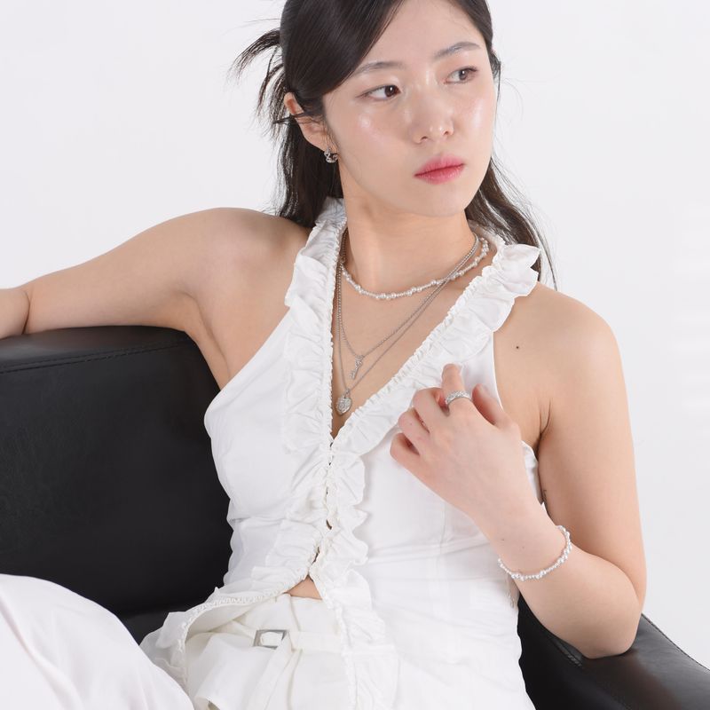 Wave Glass Pearl  Necklace & Bracelet (set)