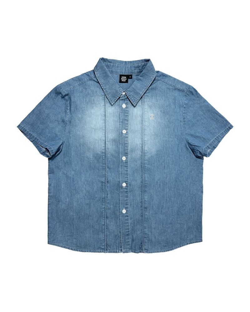 Washed Denim Half Shirt (Blue)
