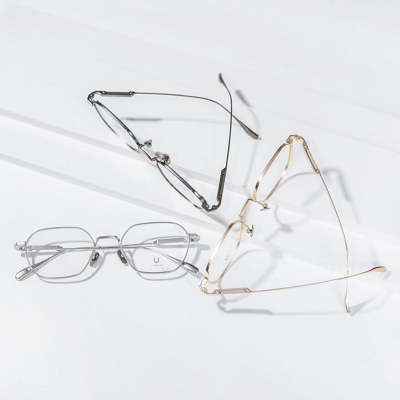 Knouun Square titanium glasses CODE. 102. A Silver