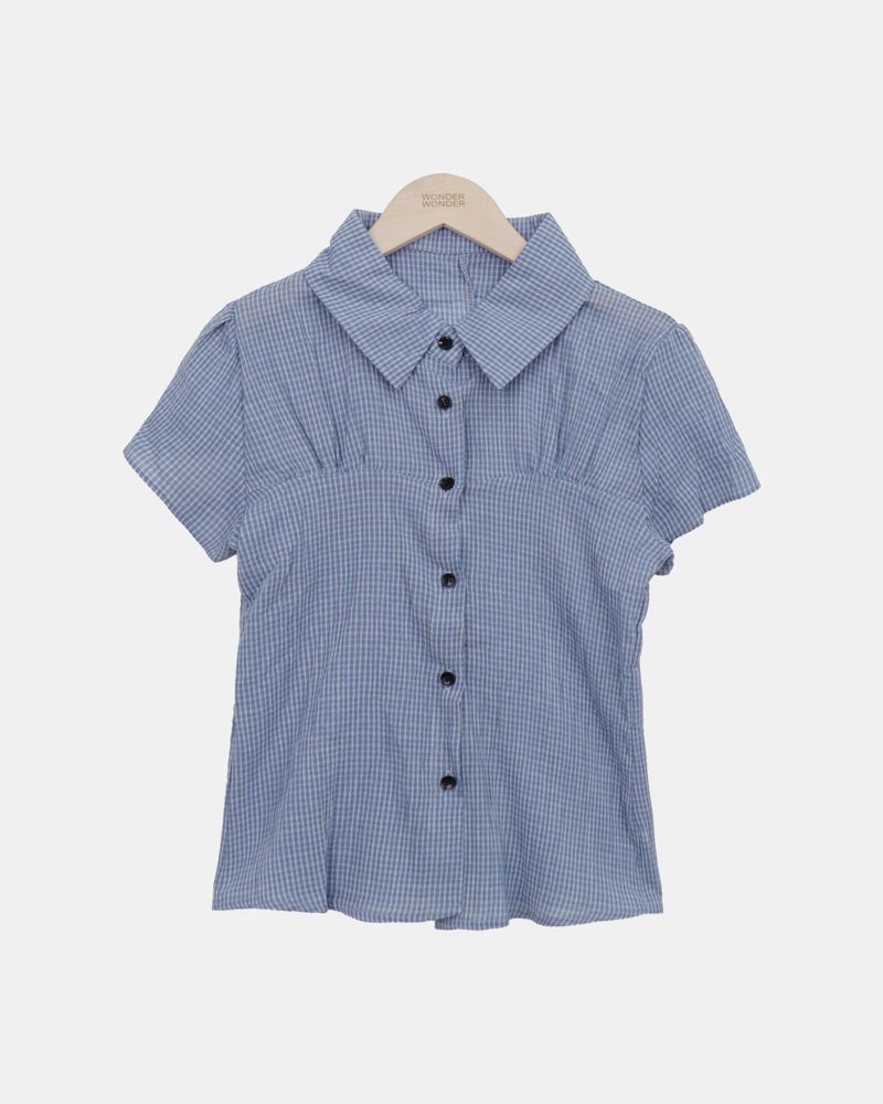 Shukong Check Short Sleeve Blouse