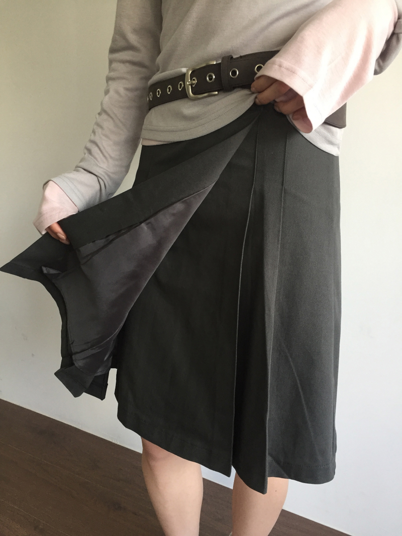 Fold wrap midi skirt (2color)