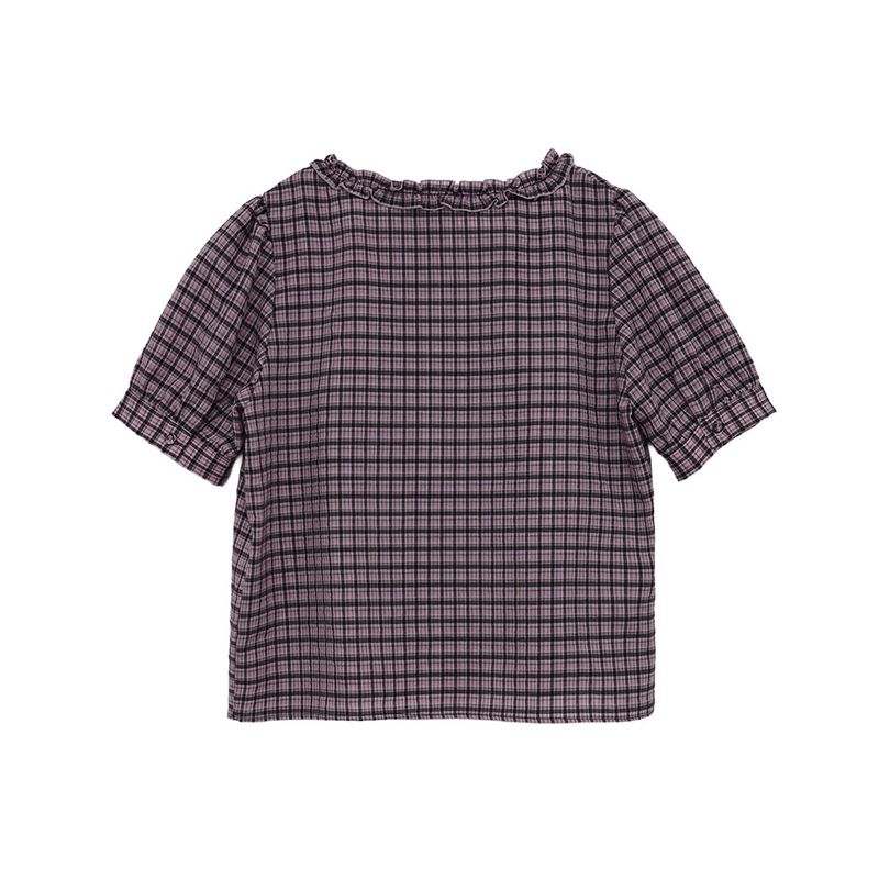 Check Frill Blouse (pink)
