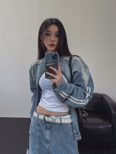 Wings Track Gradient Pinch Denim Jacket