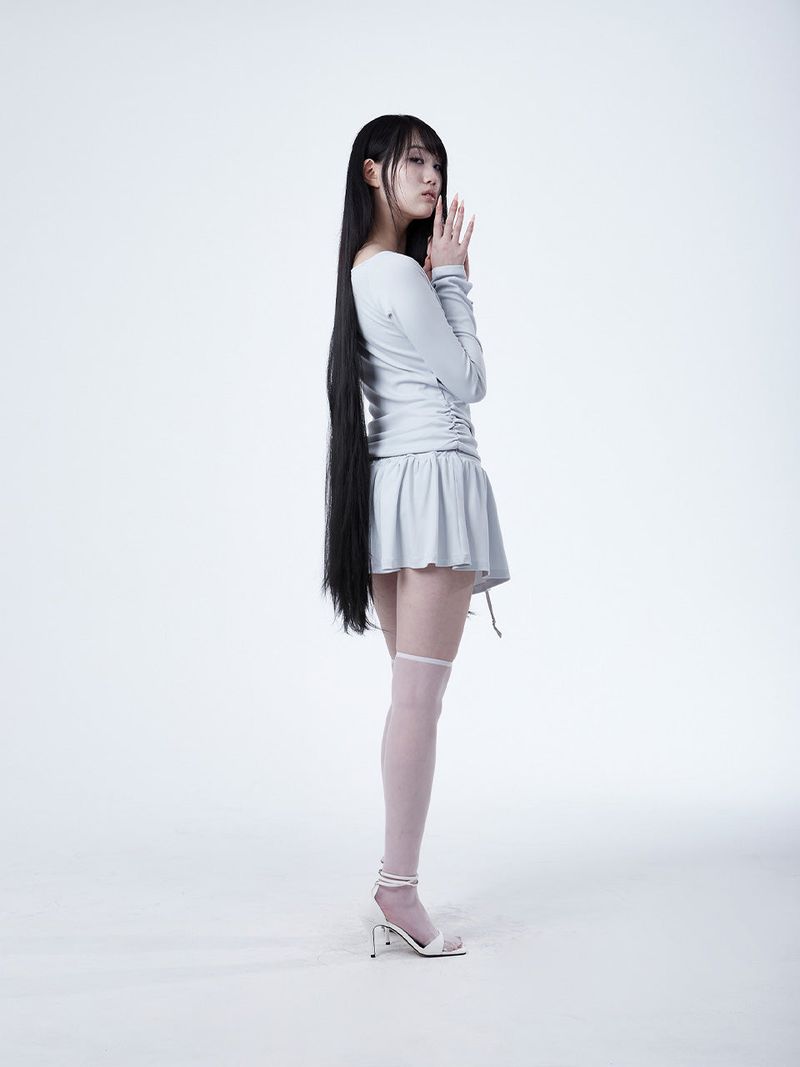 RAGLAN METAL LOGO DRESS [LIGHT GRAY]