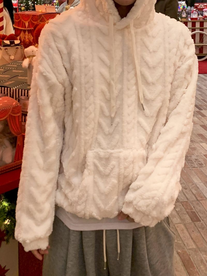 Cozy cable fleece hood