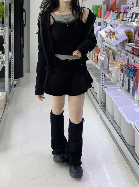 Y2K Vintage Ribbed Hood Zip-Up