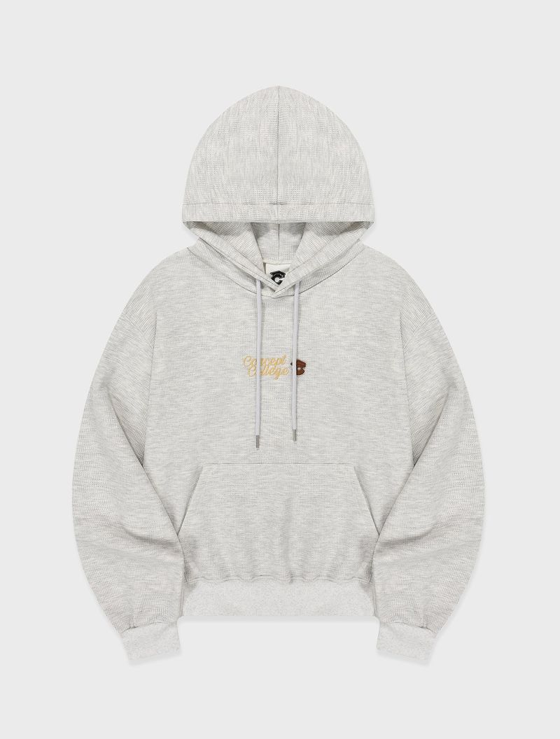 CONCEPT COLLEGE（コンセプトカレッジ）の「Concept College Cursive Logo Waffle Hoodie / Melange Gray [Unisex]（Tops）」
