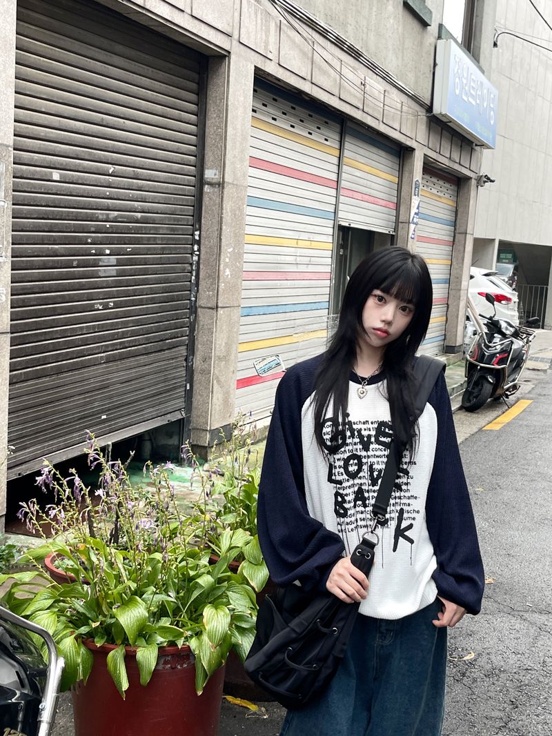 Shino raglan waffle sweatshirt 