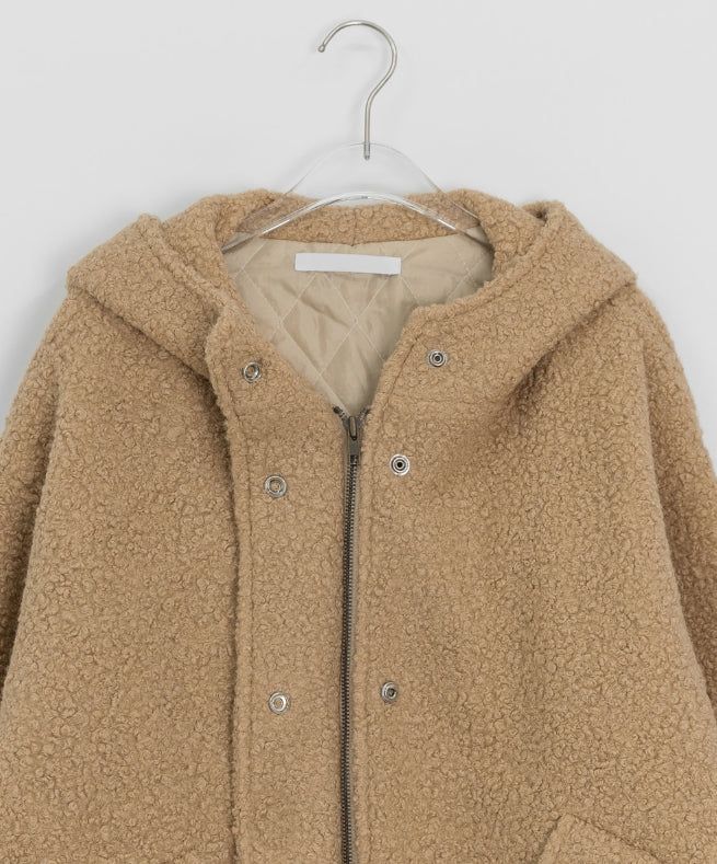 Syasdeulo Quilted Boucle Hood Half Coat Jacket