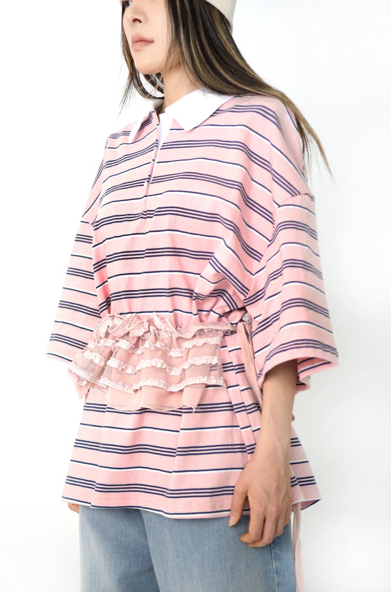 Sweet stripe collared tee(2colors)