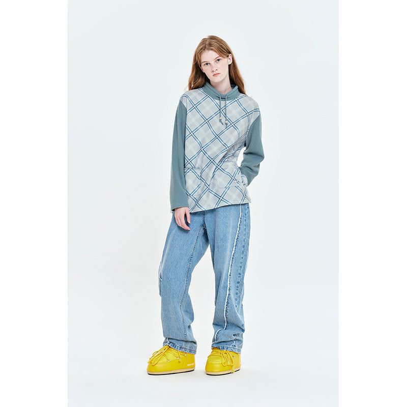 COLORING CHECK PATTERN SWEATSHIRT [MINT]