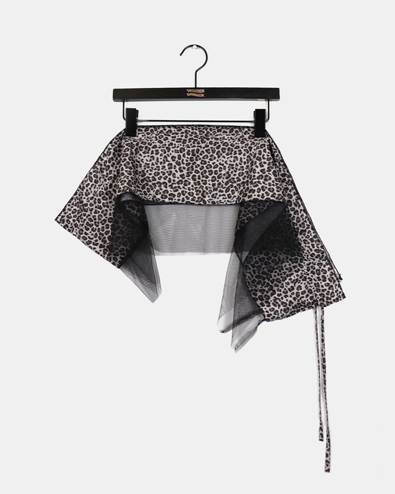 Aven Leopard layered wrap skirt