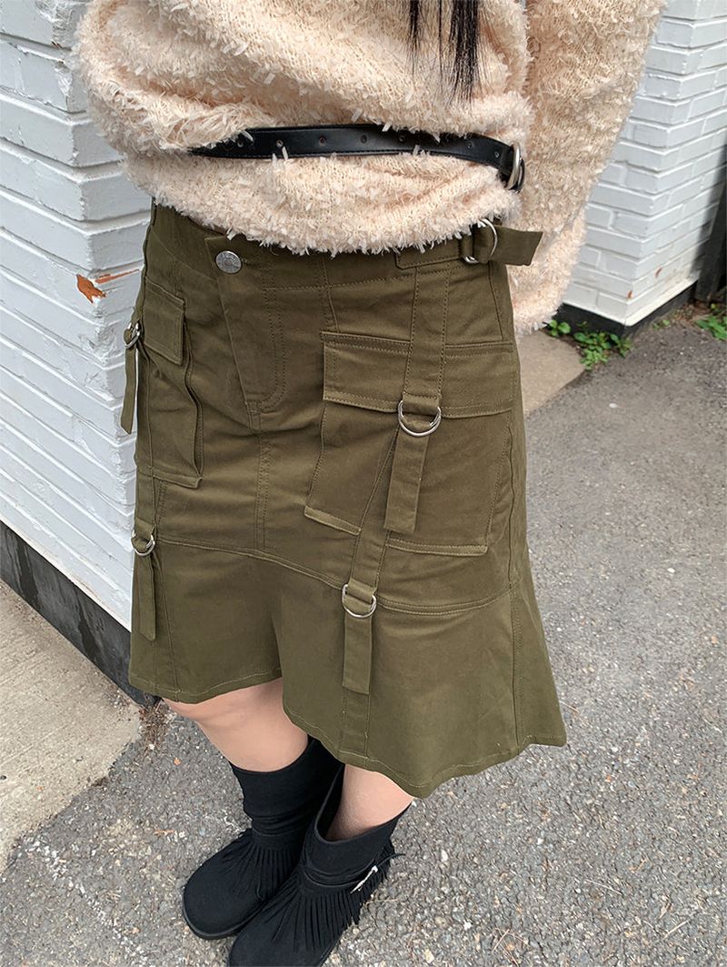 STRAP CARGO MIDI SKIRT (2C)
