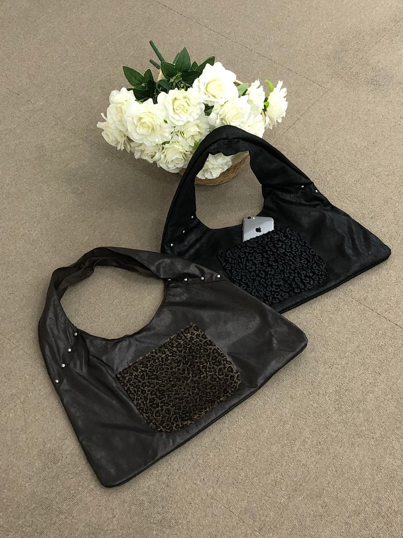Vintage Pocket Leopard Fur Shoulder Bag