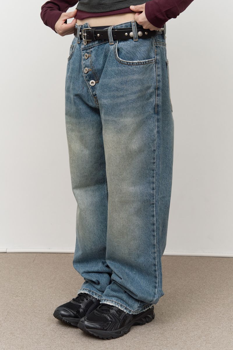 Slom Slash Button Denim