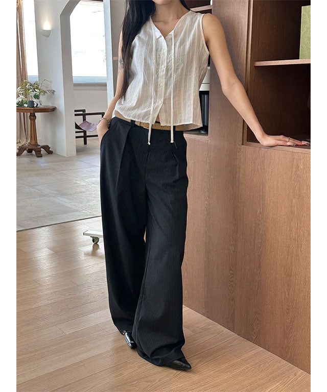 MUZESEOUL（ミューズソウル）の「ワンタックストライプワイドスラックス(3color)（パンツ）」