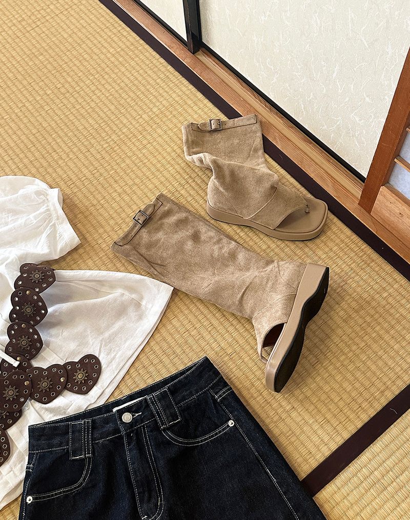 hoof suede flip summer boots