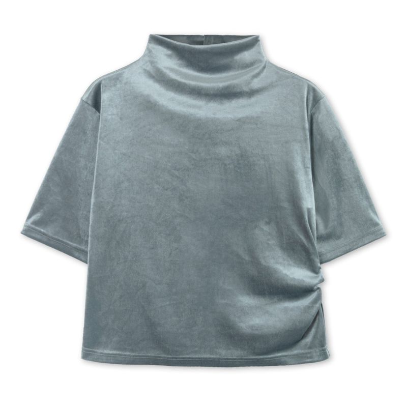 VELVET MOCK NECK SHIRING TOP