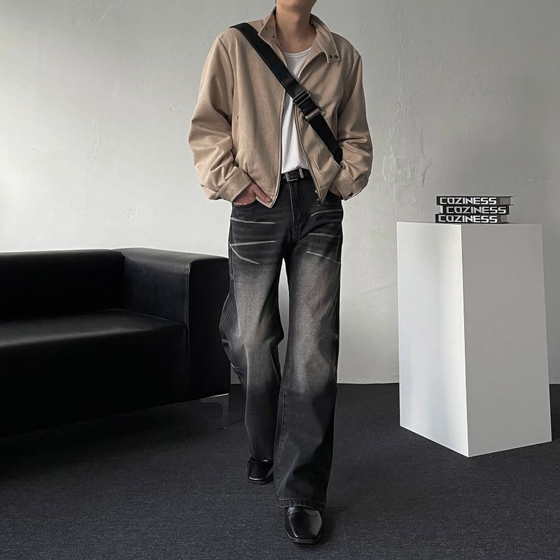 Chen Semi-cropped button suede jacket (3 colors)