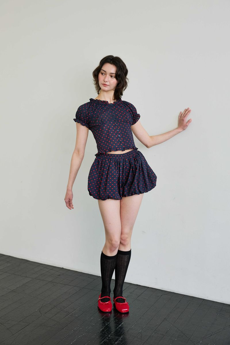 MINI HEART TWO WAY BLOUSE / NAVY