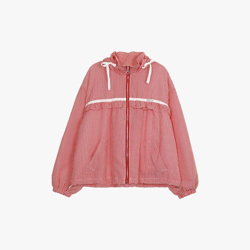 PINK PINEAPPLE（ピンクパイナップル）の「LACE STRING CHECK WINDBREAKER（Jackets/Outerwear）」