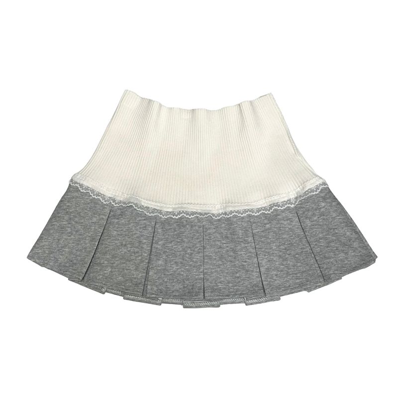 Lace pleated skirt