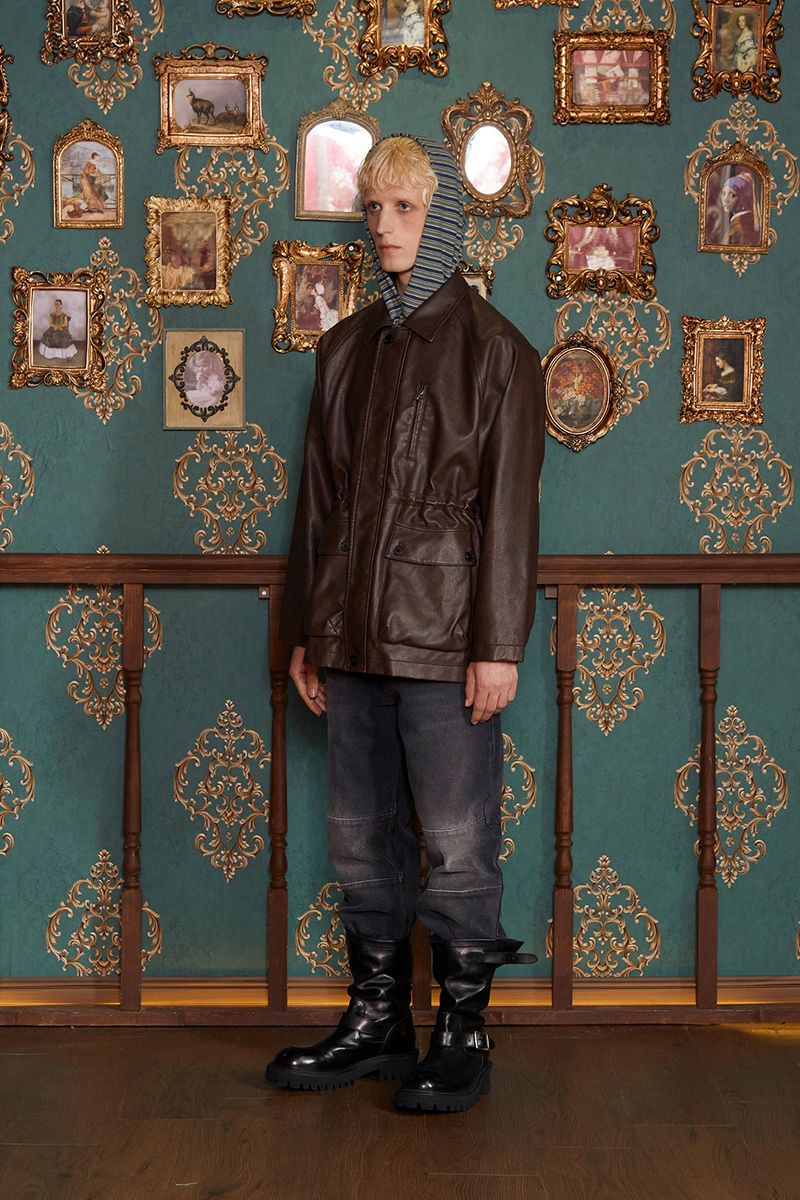 WASHED LEATHER FIELD JACKET / BROWN