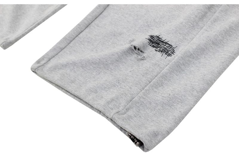 destroyed side tuck sweat pants (gray)