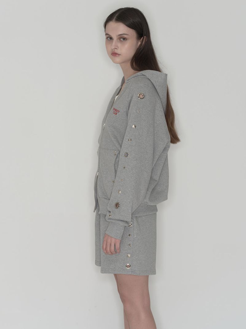 Studded set zip up hoodie - Grey
