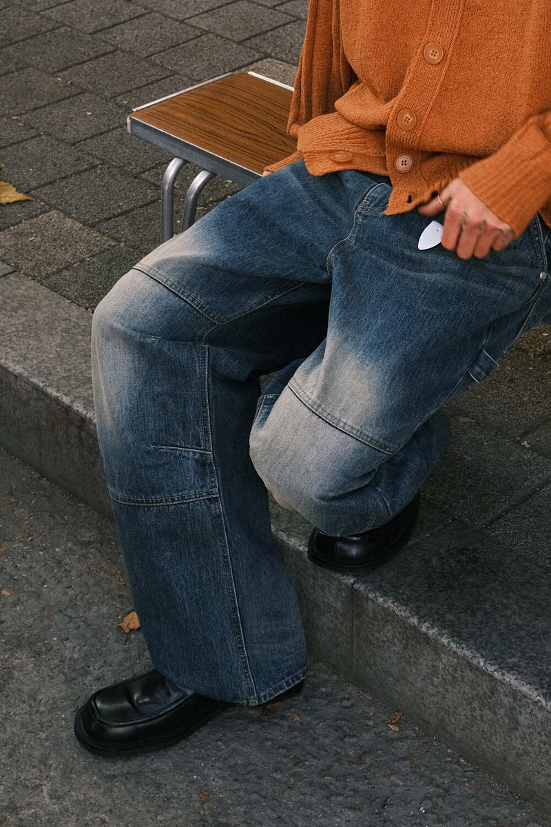 レトロダークデニムパンツ