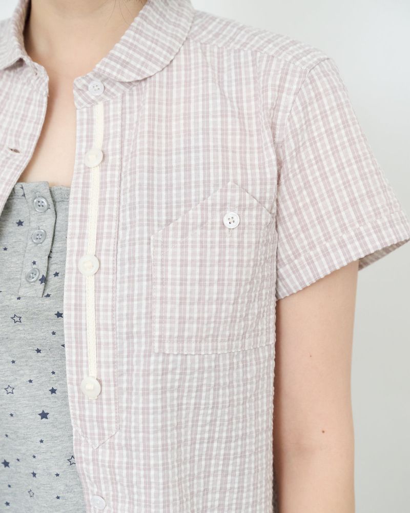 Round Collar Archive Check Shirt