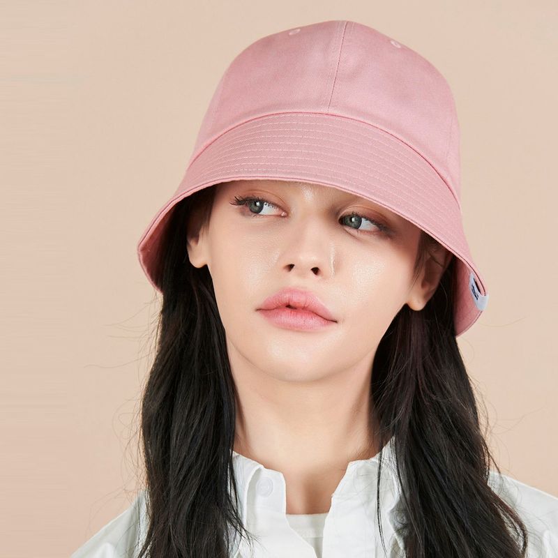 Monogram Label Round Bucket Hat Pink