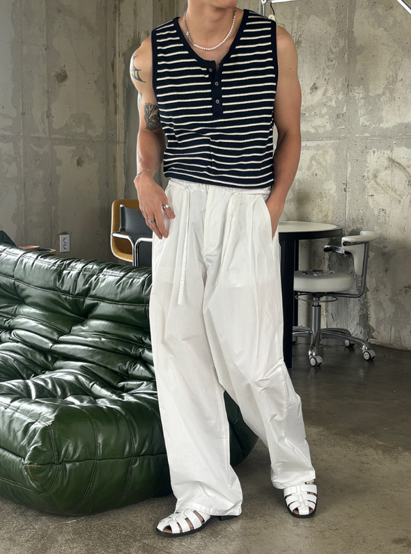 [S/S] Stripe henry neck sleeveless(3color)