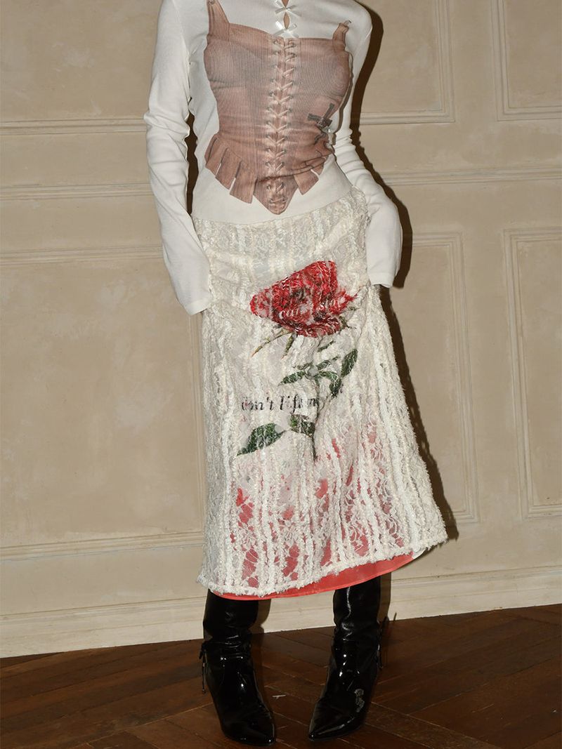 Corset bow long sleeve WHITE