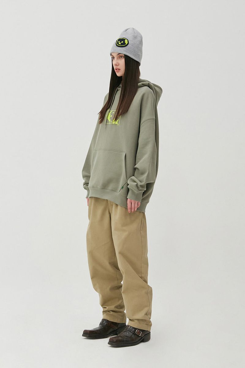 Square Graphic Hoodie_Moss Green