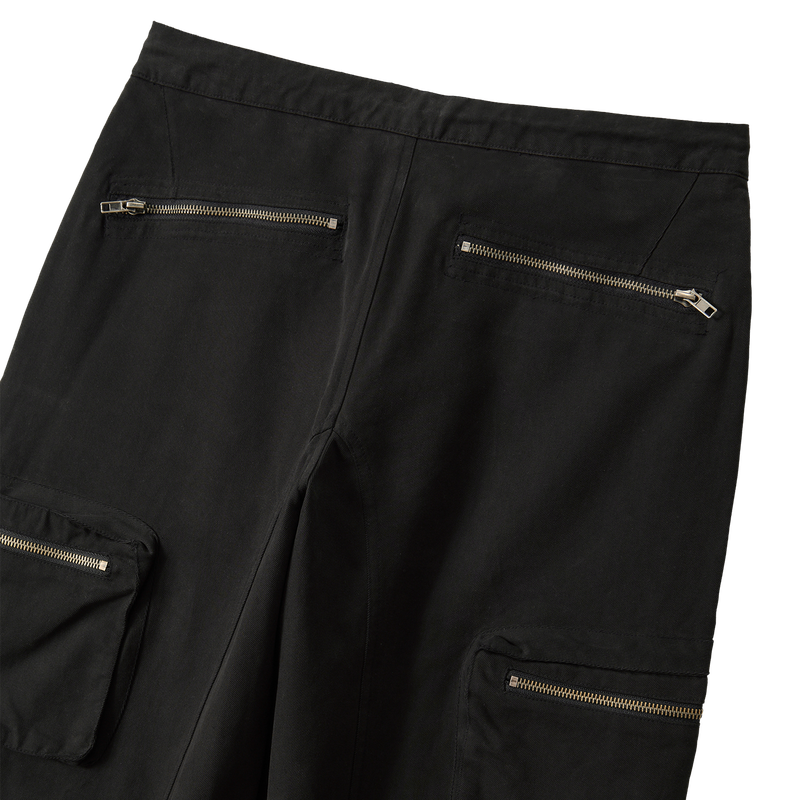 Lowrise Washed Curve Cargo Pants - BLACK