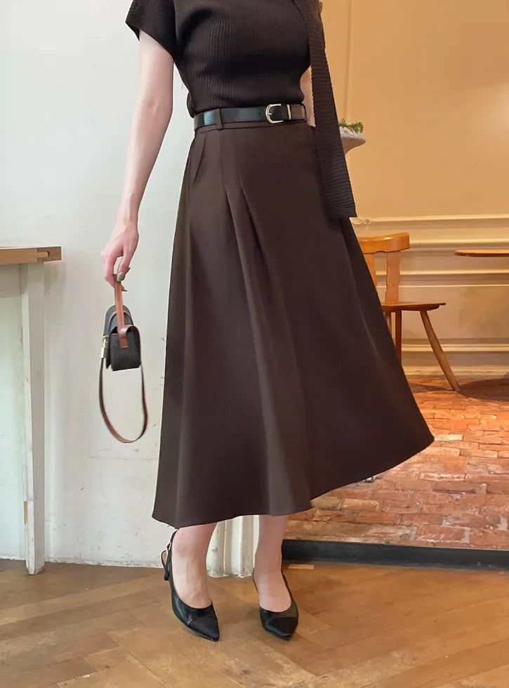 iam mari（アイアム マリ）の「Demu Pintuck Banding Pleated Long Skirt (Belt Set)（Skirts）」