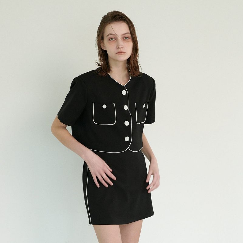  LINE BUTTON JACKET, BLACK