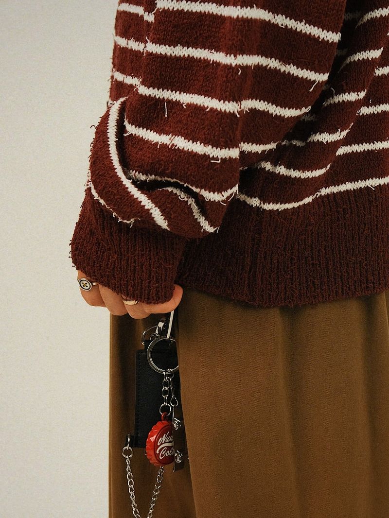 CU Crop Stripe Knit Cardigan