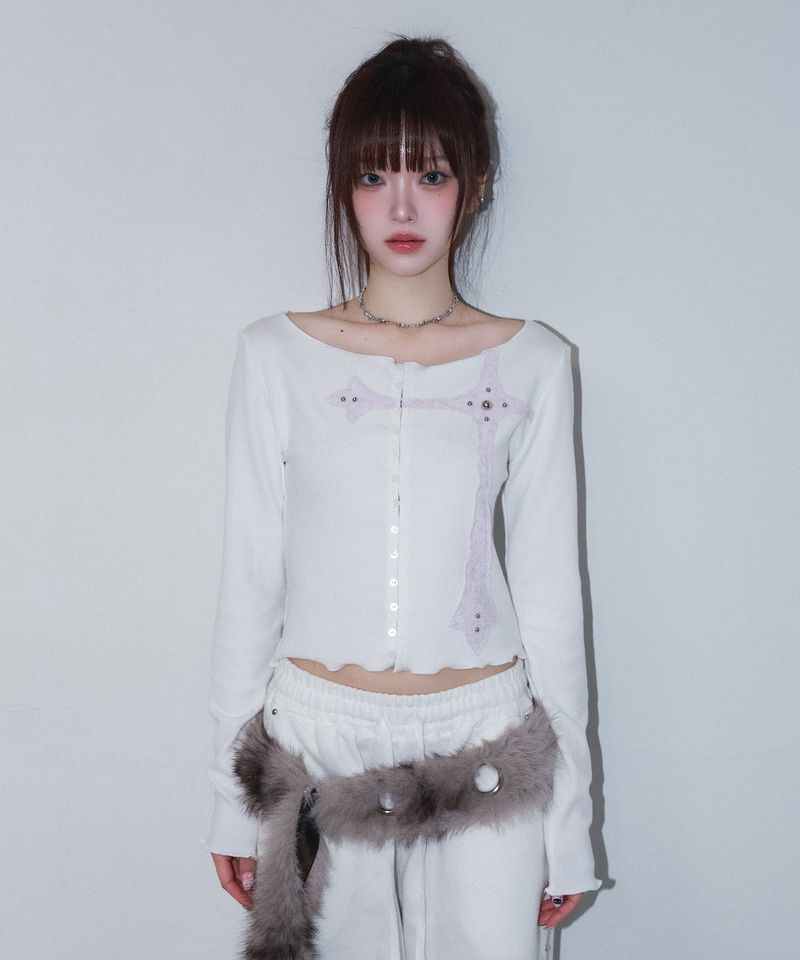 rough gothic cross patch cd - ivory