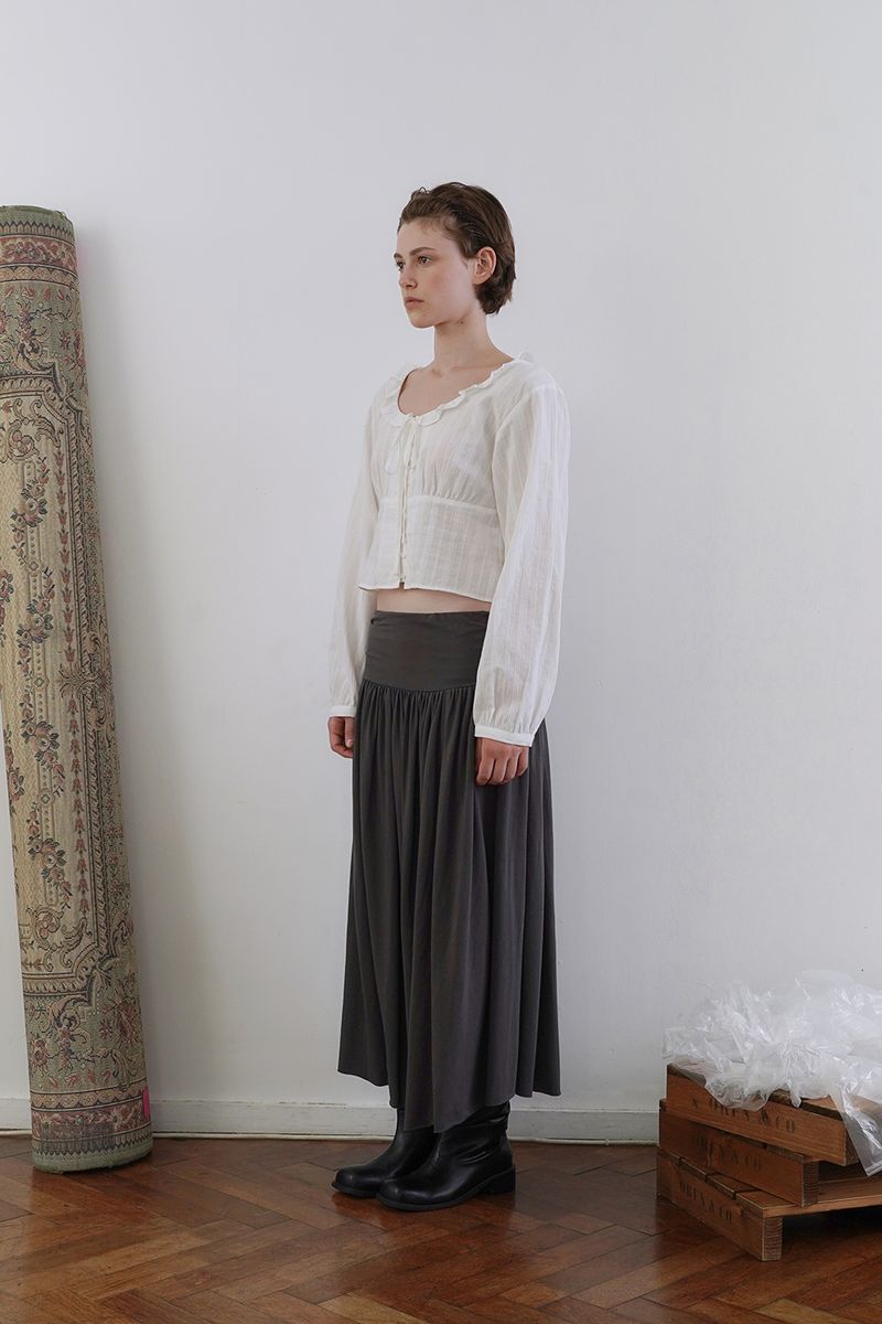 Mona shirring skirt_charcoal