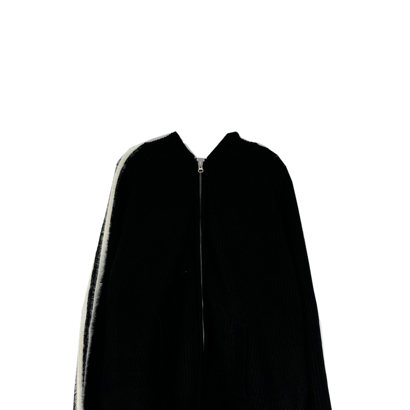 hairy line knit zip-up